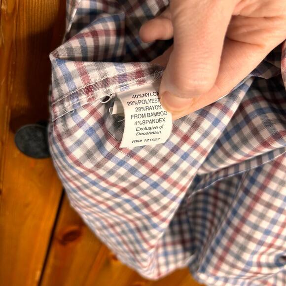 Johnnie-O Shelby Prep-Formance Button Up Shirt Check Plaid Mens XL Professional - Picture 9 of 9
